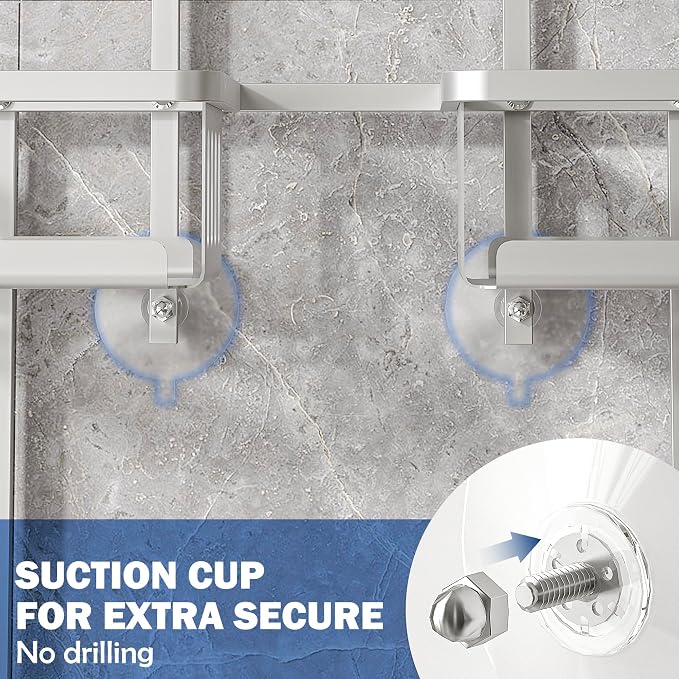 Aluminum Shower Caddy Hanging for Handheld Showerheads, Never Rust Shower Organizer with Hooks Holder Toothbrush Holder，Over Showerhead Caddy for Bathroom - Image 4