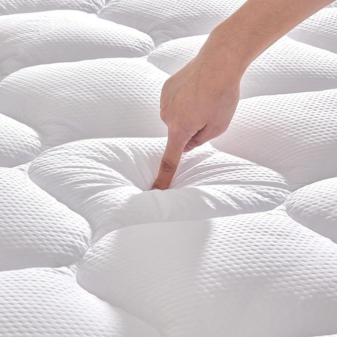 Sonive Queen Mattress Protector, Mattress Topper with 8-21" Deep Pocket, Mattress Pad with 3-Zone Support, Mattress Cover Microfiber Fitted Mattress Machine Washable White
