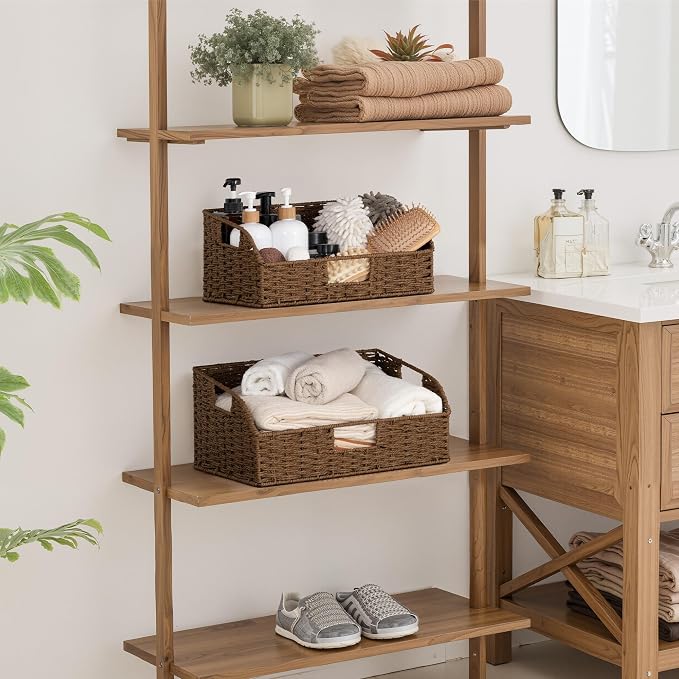 StorageWorks Pantry Baskets for Organizing, Paper Rope Storage Baskets for Shelves with Built-in Handles, Pantry Organizers and Storage, Brown, Set of 2 (Large and Medium) - Image 7