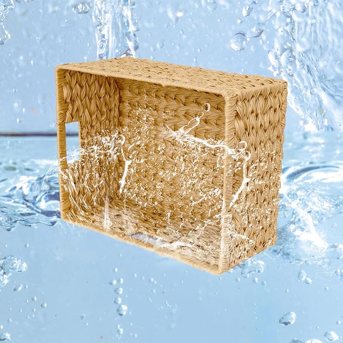 GRANNY SAYS Large Wicker Basket, Decorative Woven Basket for Storage, Wicker Basket with Handles, Waterproof Storage Basket for Shelves, 1-Pack - Image 4