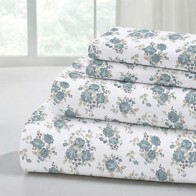 Modern Threads Printed 4-Piece Extra Soft Bedding Sheets & Pillowcase Set, Deep Pocket up to 16 inch Mattress Forever Roses Full