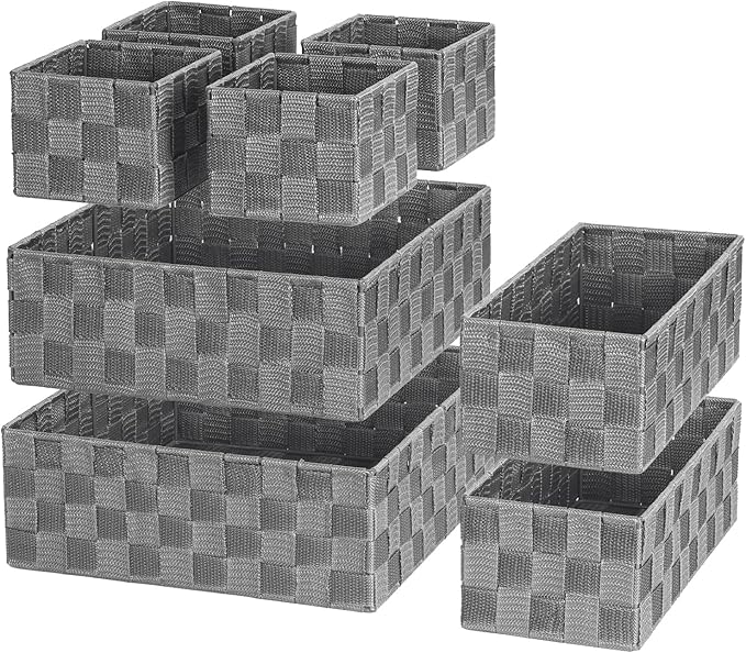 Posprica Woven Baskets, Storage Baskets for Organizing (Set of 8), Cube Baskets Bin Container Matching Storage Boxes Organizers for Pantry, Office, Shelves, Media-room by Posprica