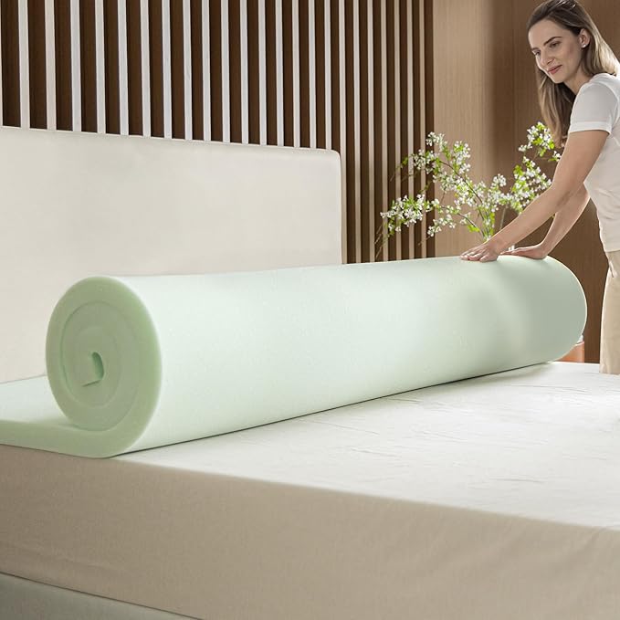 ZINUS 1.5 Inch Green Tea Memory Foam Mattress Topper, Dorm Bedding, Pressure-Relieving Layer, Ideal for Back Pain Relief, Compact WONDERBOX Packaging, CertiPUR-US Certified, Twin
