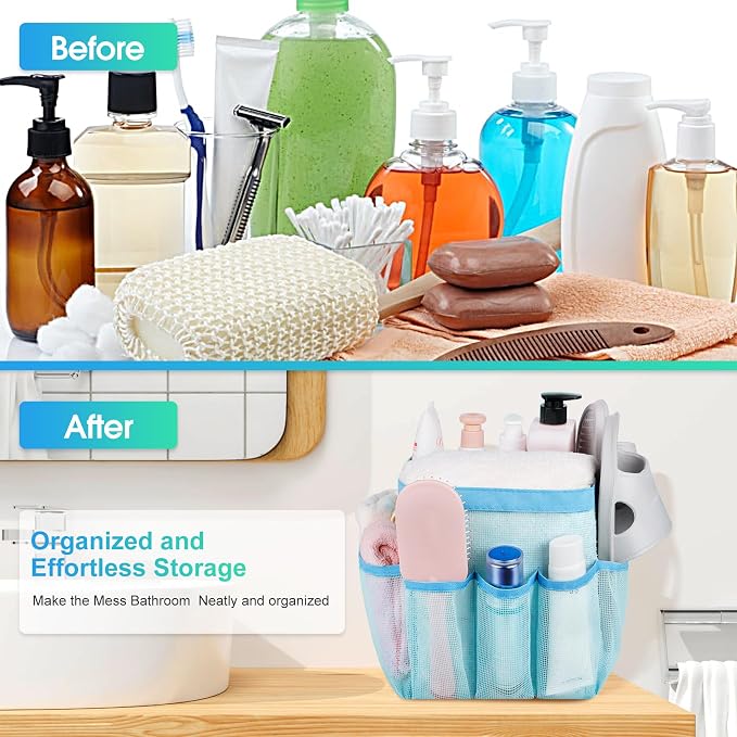 Attmu Mesh Shower Caddy Portable for College Dorm Room Camping Essentials, Shower Caddy Dorm with 9-Pockets, Large Capacity Hanging Basket Bathroom Bag for Toiletry, Swimming, Gym, Camp, Beach - Image 5