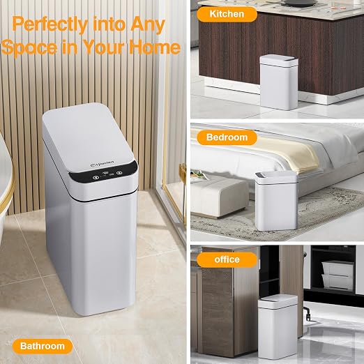 Automatic Bathroom Trash Can Touchless 2.6 Gallon Small Trash Cans with Lid Narrow Garbage Can for Kitchen, Toilet, Bedroom, RV, Living Room - Image 7