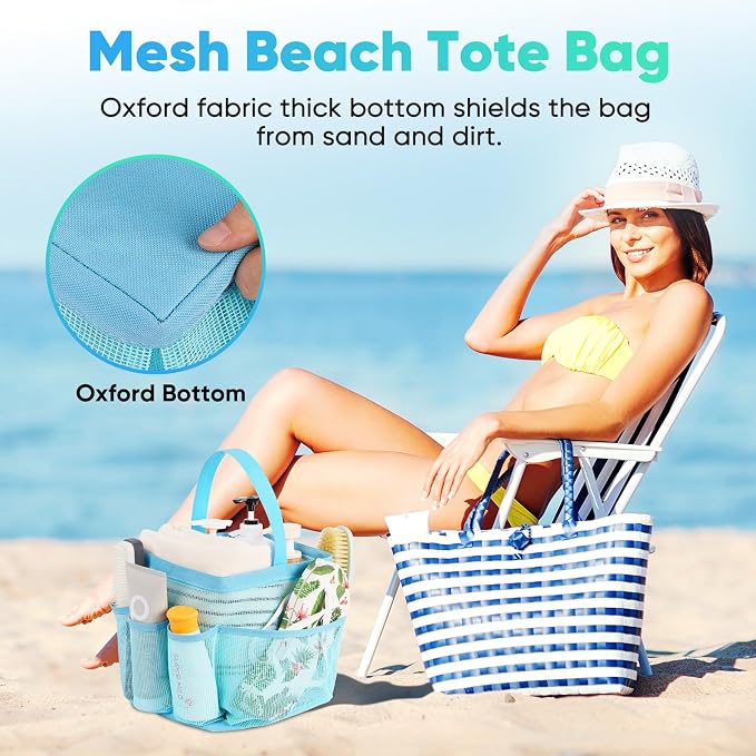 EUDELE Mesh Shower Caddy Portable, 8-Pocket Large Capacity, Quick Dry, Easy Clean, Ideal for Beach, Swimming, Gym, Travel - Image 5