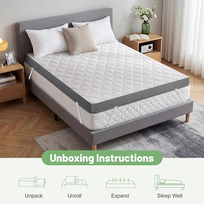 Extra Firm Mattress Topper Twin XL, 3 Inch High-Density Foam Mattress Pad, Pain Relieving Bed Topper for Extra Support, Washable Cover with Anti-Slip Straps, CertiPUR-US Oeko-Tex Certified, 80" x 38"