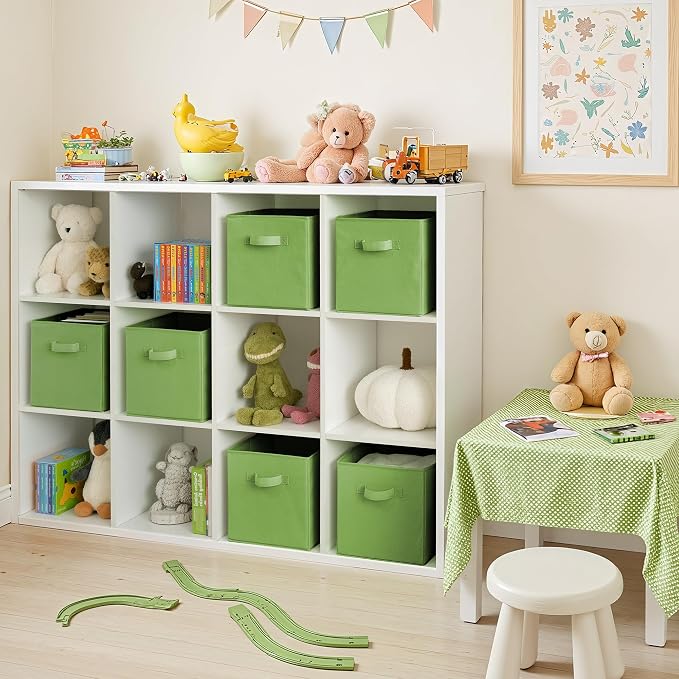 Cupic Cupid 11 Inch Storage Cube, Fabric Cube Storage Bin with Handles, Storage Cube Organizer for Clothes and Toys, Collapsible Cube Bins for Closet, Shelves, Nursery, 6-Pack, Green - Image 9
