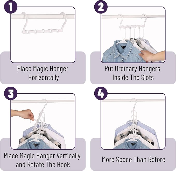 Mr. Pen- Space Saving Hangers for Clothes, 16 pcs, White, Plastic Multi Clothes Hangers Space Saving, 5 Slots, 360° Rotating Hooks - Image 5