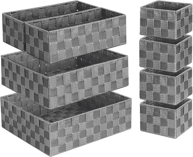 Posprica Woven Baskets, Storage Baskets for Organizing (Set of 8), Cube Baskets Bin Container Matching Storage Boxes Organizers for Pantry, Office, Shelves, Media-room - Image 2