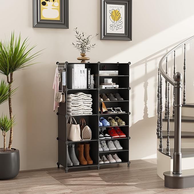 AWTATOS Closet Organizer, 8 Cube Closet Organizers and Storage, Closet Storage Shelves, Clothes Storage Organizers for Closet Bedroom Living Room Office Black - Image 2