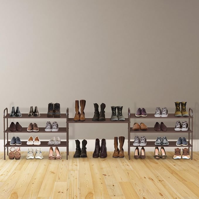 Simple Houseware 3-Tier Shoe Rack Storage Organizer, Bronze – Space-Saving Shoe Shelf, Holds 9–16 Pairs, Sturdy Metal Frame, Easy Assembly – Closet, Entryway, Bedroom Shoe Storage Solution - Image 2
