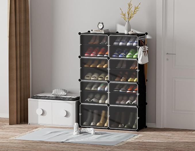 HOMIDEC Shoe Rack, 8 Tier Shoe Storage Cabinet 32 Pair Plastic Shoe Shelves Organizer for Closet Hallway Bedroom Entryway - Image 2