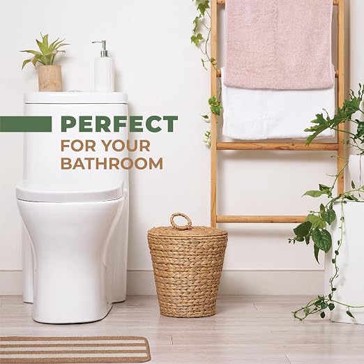 84ECO 3 Gallon Wicker Trash Can with Liner and Lid - Rattan Trash Can - Wicker Waste Basket for Bathroom, Bedroom, Kitchen, Living Room - Image 3