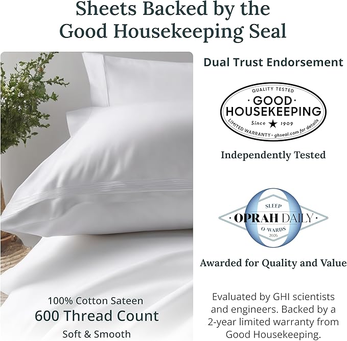 California Design Den 100% Cotton Sheets Twin XL Size Set - Luxury 600 Thread Count, Sateen, Deep Pocket Twin XL Sheets Set, Soft Bed Sheet Set - Brick Red