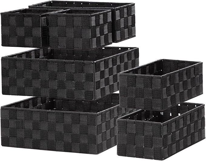 Posprica Small Baskets for Organizing(7 Set) Woven Storage for Shelves, Bathroom, Decorative Closet Organizer, Dresser Bins, Shelf by Posprica