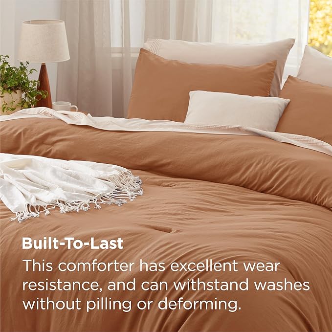 Bedsure Full Comforter Set, Pumpkin Soft Prewashed Bedding for All Seasons, 3 Pieces GentleSoft™ Bed Set, 1 Lightweight Comforter (82"x86") and 2 Pillowcases (20"x26")