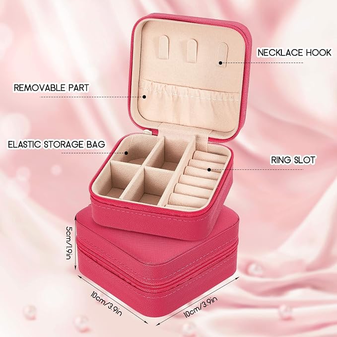 Taiyin Travel Jewelry Case, Bridesmaid Gifts Mini Jewelry Organizer, PU Leather Portable Earring Box for Women Girls - Image 2