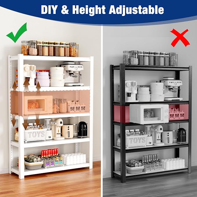 WORKPRO 3000lbs 5-Tier Shelving Unit, 72" H Adjustable Storage Shelves, Boltless Garage Shelving Unit for Garage, Kitchen, Durable Scratch-Resistant Panels, White - Image 7