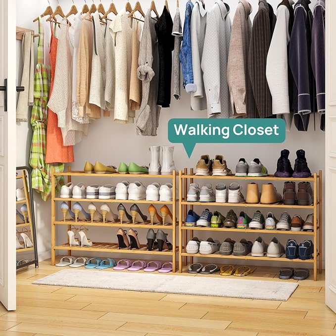 viewcare Shoe Rack, 4-Tier Long Shoe Rack for Entryway, Bamboo Wood Shoe Shelf for Closet & Hallway, Long 33IN | Beautiful | Functional | Sturdy | Durable - Image 2