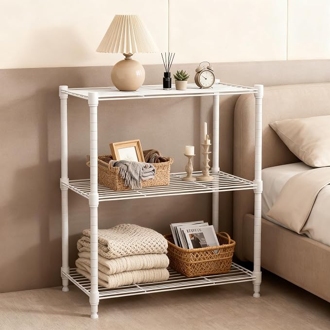 M MZG 450 lbs Wire Storage Shelving 3-Tier Utility Shelving Unit Steel Organizer Wire Rack for Home,Kitchen,Office,White (11.8" D x 17.7" W x 26.4" H) - Image 7