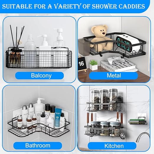 Shower Caddy Adhesive Replacement, Adhesive for Shower Caddy, Strong Shower Adhesive Strips Waterproof Transparent, No Drill Needed Holds 45 lbs for Bathroom Storage Shelves,Kitchen Racks-3PSC - Image 7