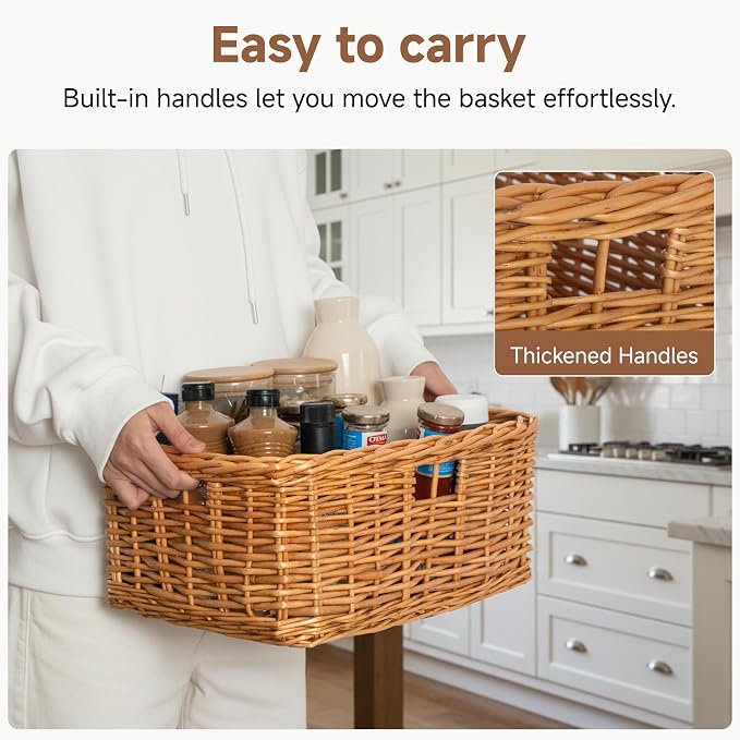 StorageWorks Pantry Baskets, Willow Storage Baskets for Organizing, Shelves, Pantry Organizers and Storage, Brown, 15"L x 11"W x 6 ¾"H - Image 3