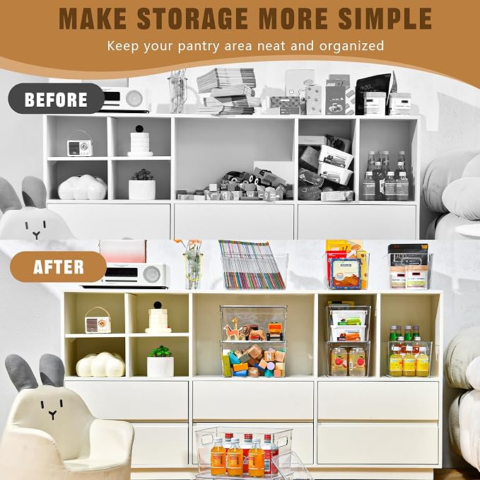 12 Pack Clear Storage Bins with Lids, 7 Quart Stackable Storage Boxes for Storage and Organization, Plastic Storage Containers with Lids, Plastic Bins with Handles for Office, Bedroom, Study Room - Image 7