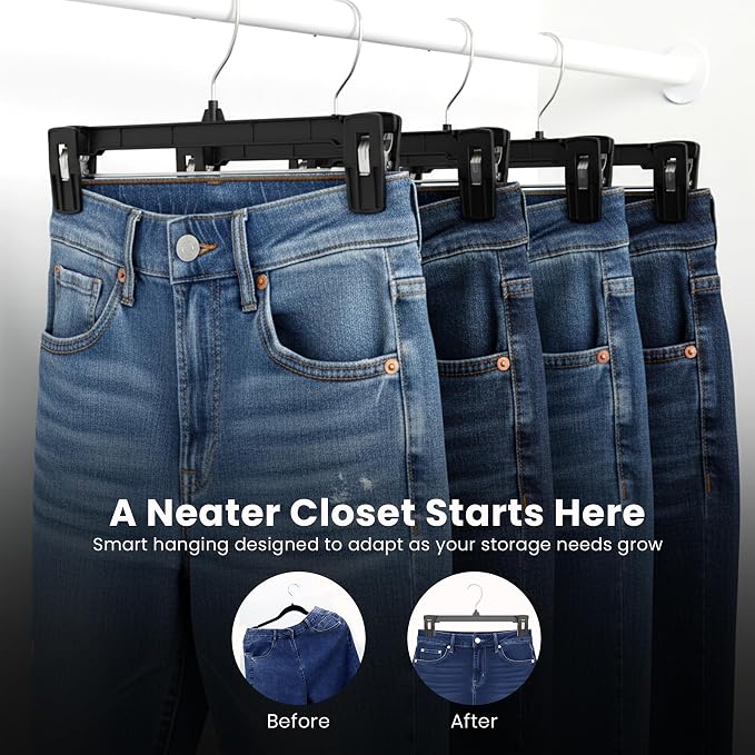 Utopia Home Skirt Hangers - 30 Pack Plastic Hangers with Clips and 360 Swivel Hook for Closet Use and Hanging Bottoms Such as Skirts Pants Jeans - Image 7