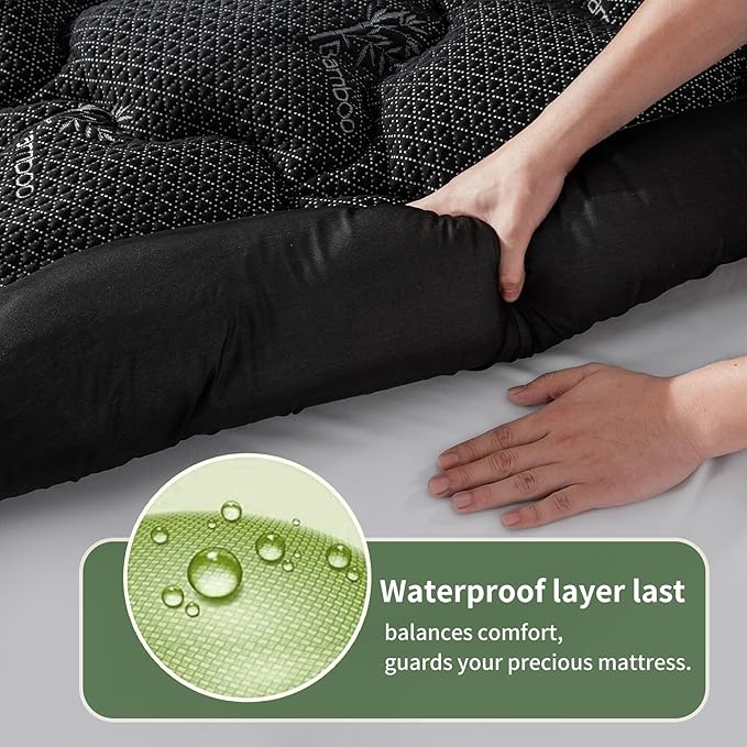 Premium 100% Waterproof King Mattress Topper, Breathable Mattress Pad, Rayon from Bambo Bed Protector, Deep Pocket Sheet Cover 8"-21"