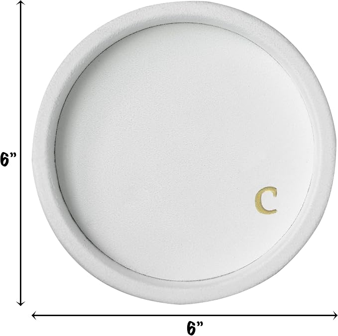 COLLECTIVE HOME - Velvet Jewelry Tray, 6" Monogrammed Jewelry Dish, Smooth Velour Display Dish for Rings, Earrings, Necklaces, Makeup, Personalized Gifts for Women (White-c) - Image 2