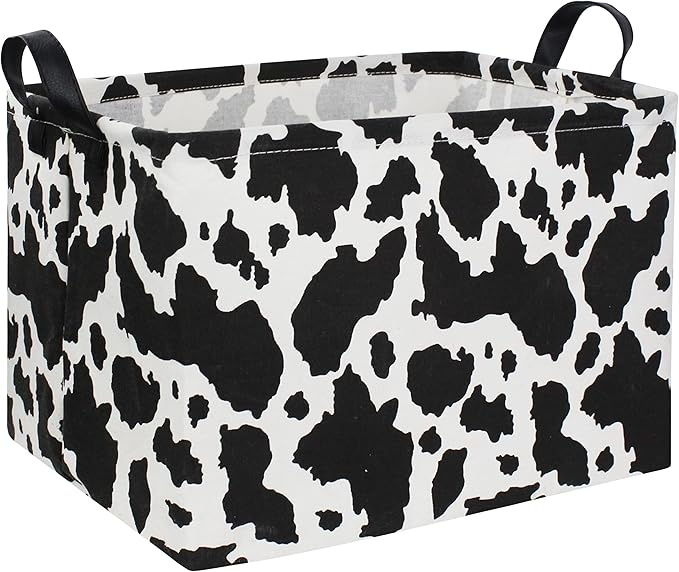 Rectangle Cow Basket Cow Print Storage Bins Cute Canvas Organizer Bin for Bedroom Decor Kids Toys Books, Clothes Shelves Gift Basket(Cow print) by DDBASKET