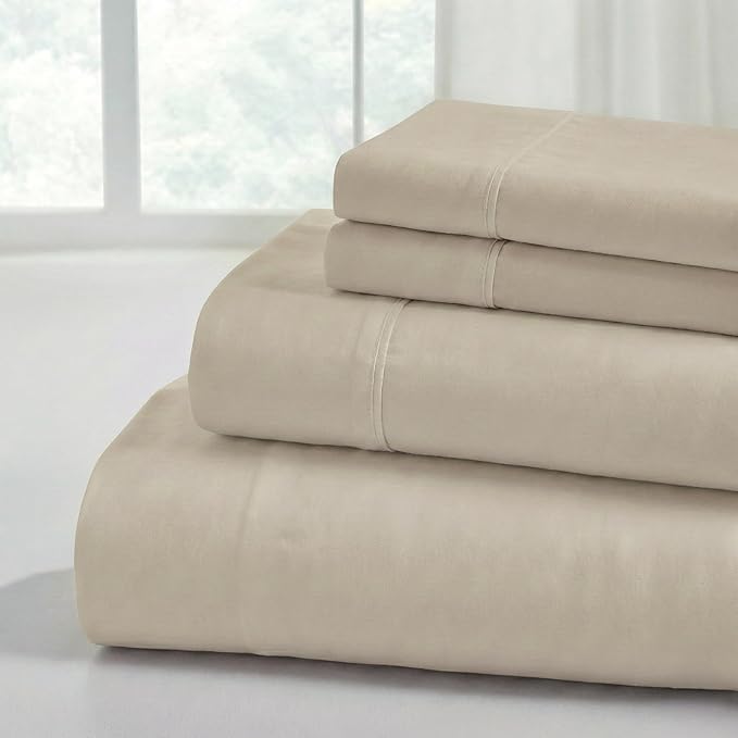 Modern Threads Soft Microfiber Solid Sheets - Luxurious Microfiber Bed Sheets - Includes Flat Sheet, Fitted Sheet with Deep Pockets, & Pillowcases Taupe Full