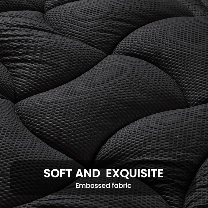 SLEEP ZONE Full Size Cooling Mattress Topper for Double Bed, Premium Zoned Cool Mattress Pad Cover, Padded Mattress Protector Breathable Washable, Deep Pocket 8-21" (Black, Full)