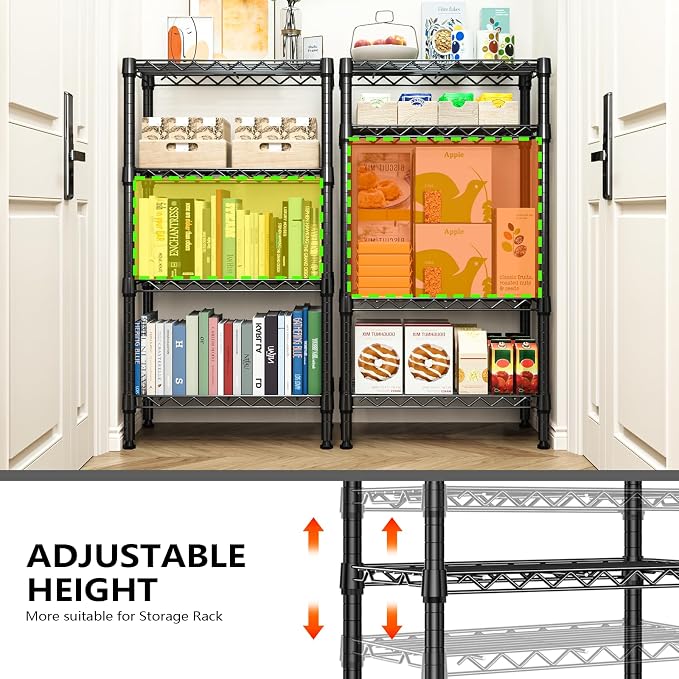 M MZG 1000 lbs 4 Tier Shelf Metal Storage Shelves Wire Rack Closet Organizers with PP Board for Garage Kitchen Bathroom Laundry Black 11.8" D x 21.7" W x 39.5" H - Image 6