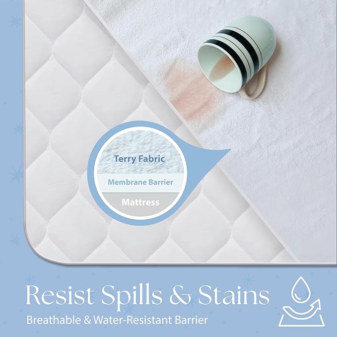 Snuze Soft Terry Mattress Protector – King Size, Waterproof Cover – Soft, Breathable, Machine Washable, Fits Up to 20” Deep Mattress