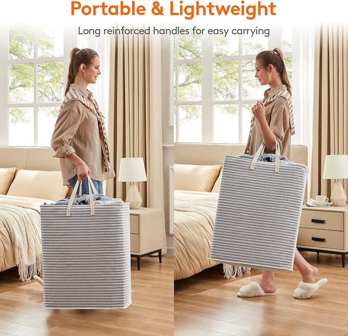 Lifewit 1 Pack Laundry Basket 125L Each, Collapsible Clothes Hamper with Reinforced Handles, Freestanding Waterproof Design for Bedroom and Laundry Room, Grey 125L Total - Image 5