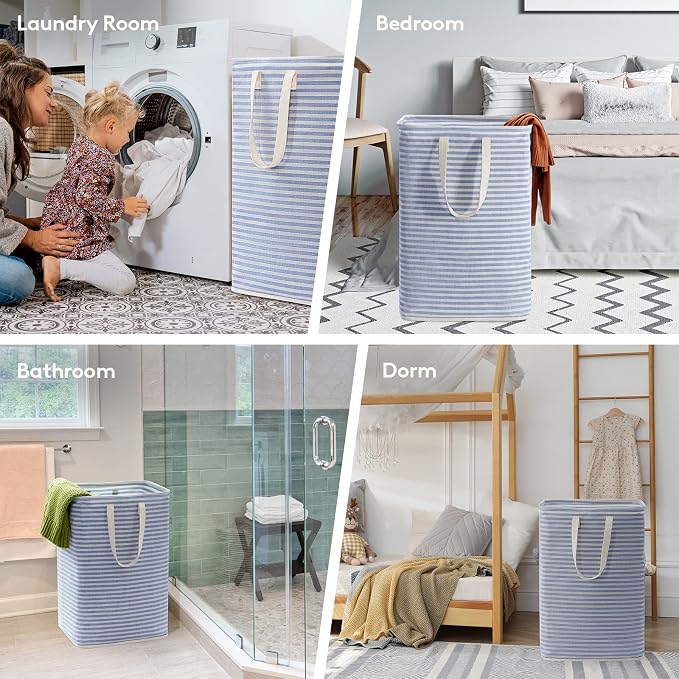 Lifewit 3 Pack Laundry Basket 80L Each, Collapsible Clothes Hamper with Reinforced Handles, Freestanding Waterproof Design for Bedroom and Laundry Room, Blue 240L Total - Image 7