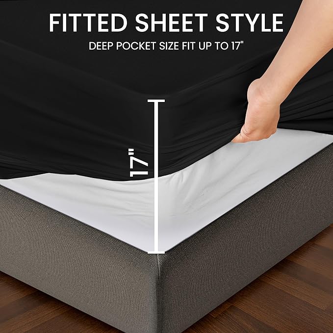 Utopia Bedding Premium Waterproof Queen Size Mattress Protector, Viscose Made from Bamboo Mattress Cover, Breathable, Fitted Style with Stretchable Pockets (Black)