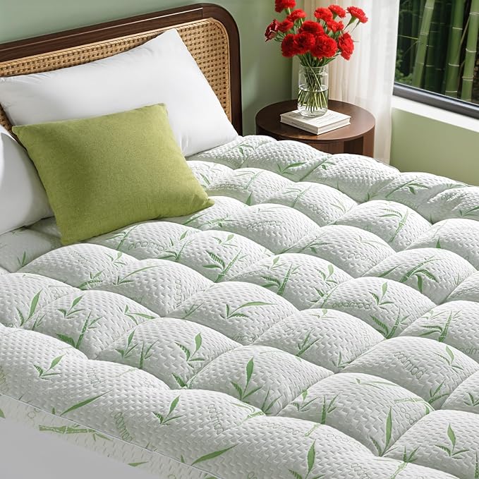 3 Inch Mattress Topper Twin Size - 1500GSM 3D+7D Down Alternative Fill,Viscose Made from Bambu Cover,Cooling Extra Firm Pillow Top Mattress Pad for Back Pain with 6"-18" Deep Pocket (39"x75")