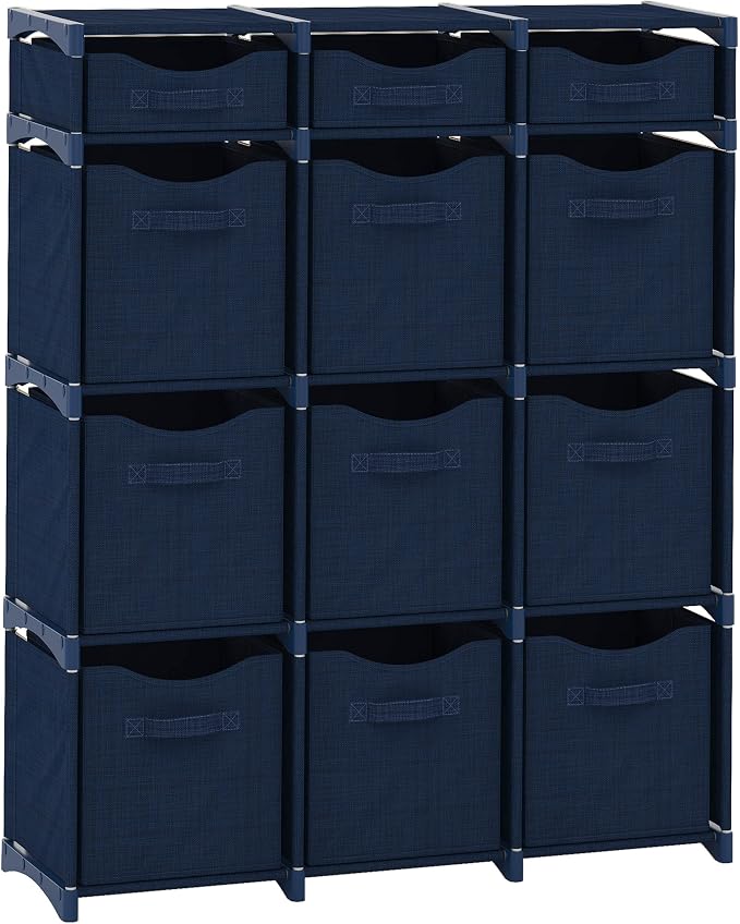 Cube Storage Organizer with Storage Bins Included - The Perfect Closet Organizers and Storage Solution. Includes 12 Storage Cubes, Great For Toy Storage, Closet Storage, Clothes Storage (Navy) by Neaterize