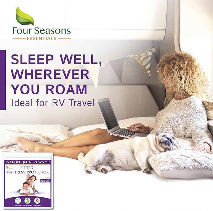 RV Short Queen Mattress Protector – Mattress Cover for 60"x75" Bed - 100% Waterproof, Noiseless, Hypoallergenic Fitted Sheet Mattress Protector for Camper