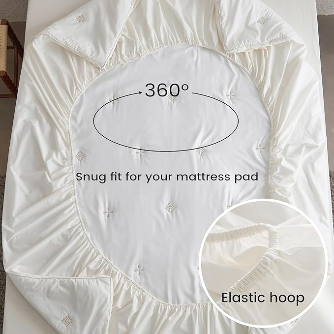 Simple&Opulence Cooling Quilted Mattress Pad – Fitted Sheet Mattress Protector Cover with Elastic Corners, Soft & Breathable, 16 Inch Deep Pocket (Cream Khaki,King)