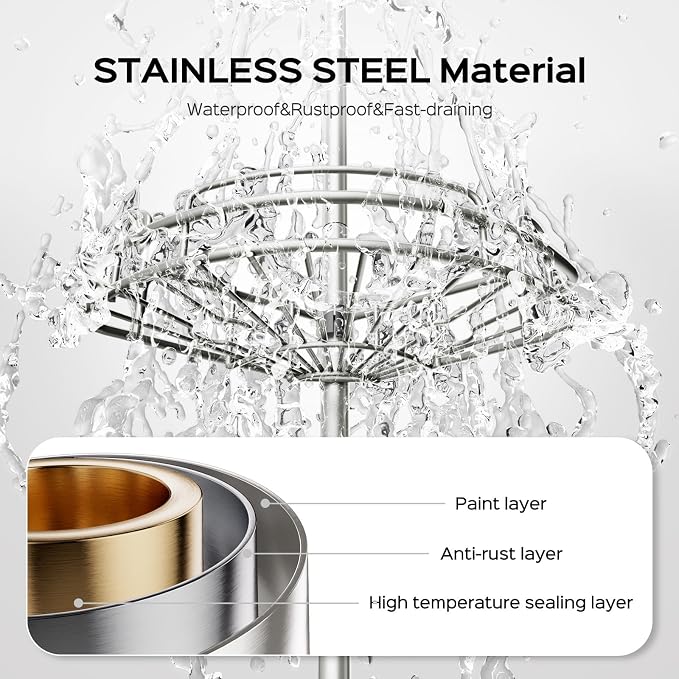 HAMITOR Shower Caddy Tension Pole: 4-Tier Rustproof Bathroom Corner Shelf Organizer for Renter - No Drill Large Shampoo Storage Rack - Adjustable 47-121" - Space Saving Bathtub Accessory - Silver Gray - Image 3