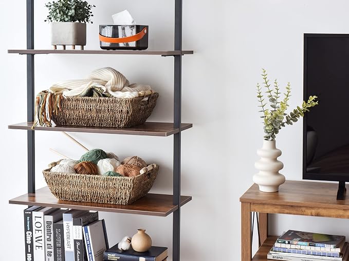 StorageWorks Hand-Woven Jumbo Storage Baskets with Wooden Handles, Seagrass Wicker Baskets for Organizing, 2-Pack - Image 5