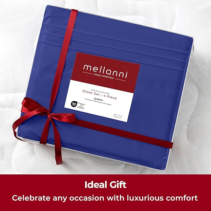 Mellanni Twin XL Sheets Set - 3 PC Iconic Collection Bedding - Hotel Luxury, Extra Soft, Cooling Bed Sheets - Wrinkle, Fade, Stain Resistant (Twin Extra Long, Royal Blue)