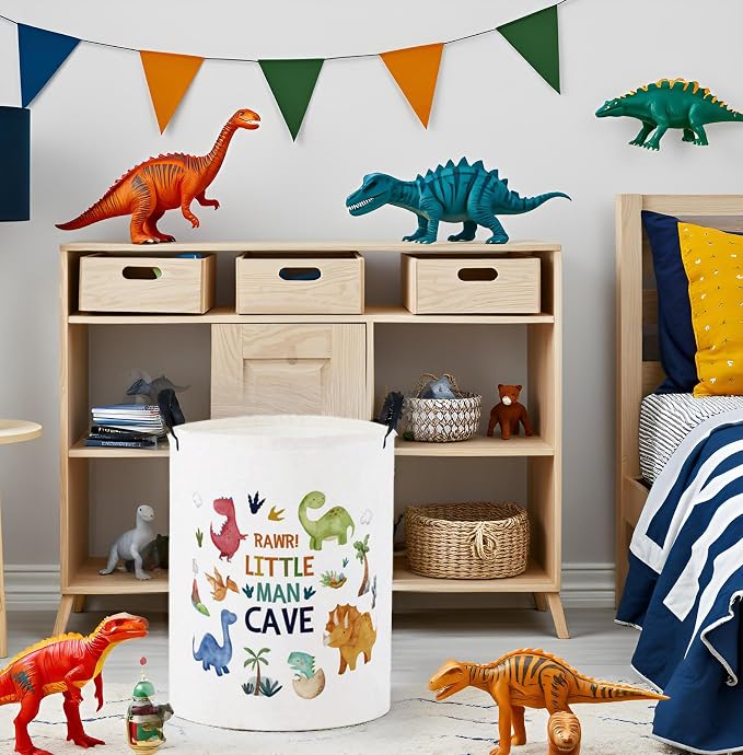 Baby Laundry Basket Baby Nursery Hamper Kids Laundry Basket Toy Storage Bin for Boys Room Decor Gift Baskets for Bedroom Bathroom(Dinosaur) - Image 3