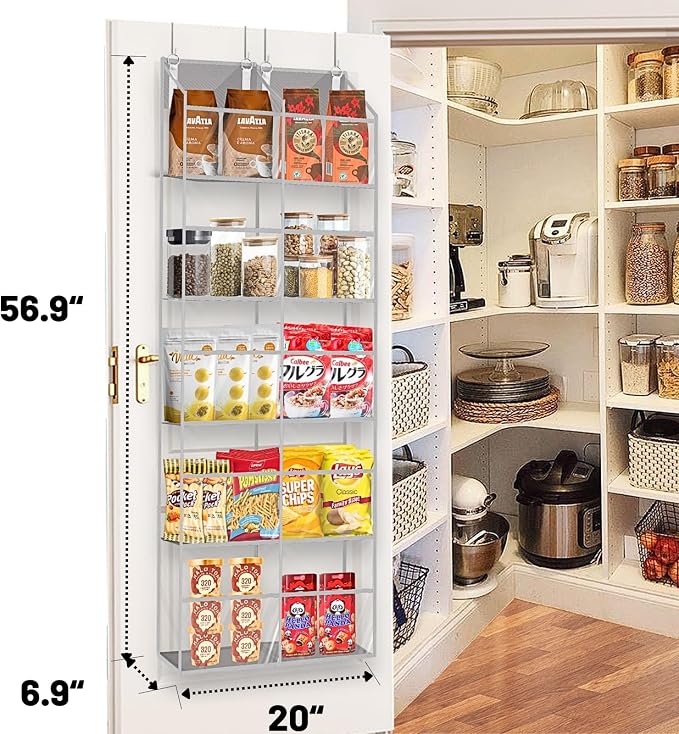 Over the Door Organizer 5 Tiers,Extra Large Behind Door Storage of 10 Compartments,50 lbs Weight Capacity Over the Door Storage, Clear Door Hanging Organizer for Closet, Diaper Organizer - Image 7