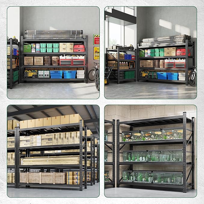 Letaya 6000LBS Storage Shelves Heavy Duty,79" W Garage Shelving Units, 4 Tier Adjustable Utility Rack Shelf,Large Metal Industrial Shelves,for Shop,Warehouse,Basement,Black (79" W x 24" D x 79" H) - Image 6