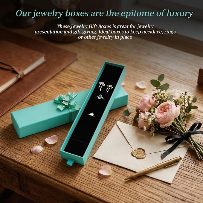 12-Pack Drawer Style Jewelry Gift Boxes with Sponge Insert, 8.7"x1.8"x1.2" Necklace & Bracelet Display Box for Presentation, Cardboard Storage Organizer for Pendant, Ring, Earring-Emerald green - Image 5